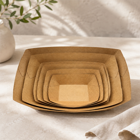 Grease-resistant paper food tray for fried menu items