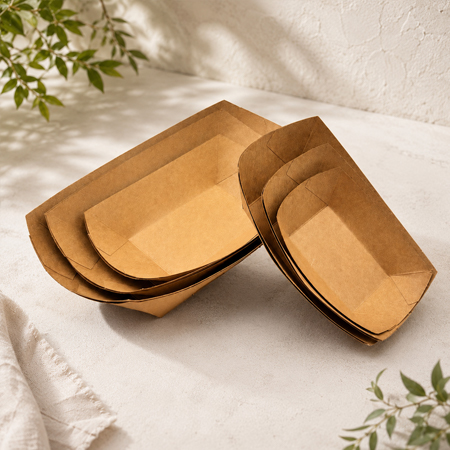 Grease-resistant paper food tray for fried menu items