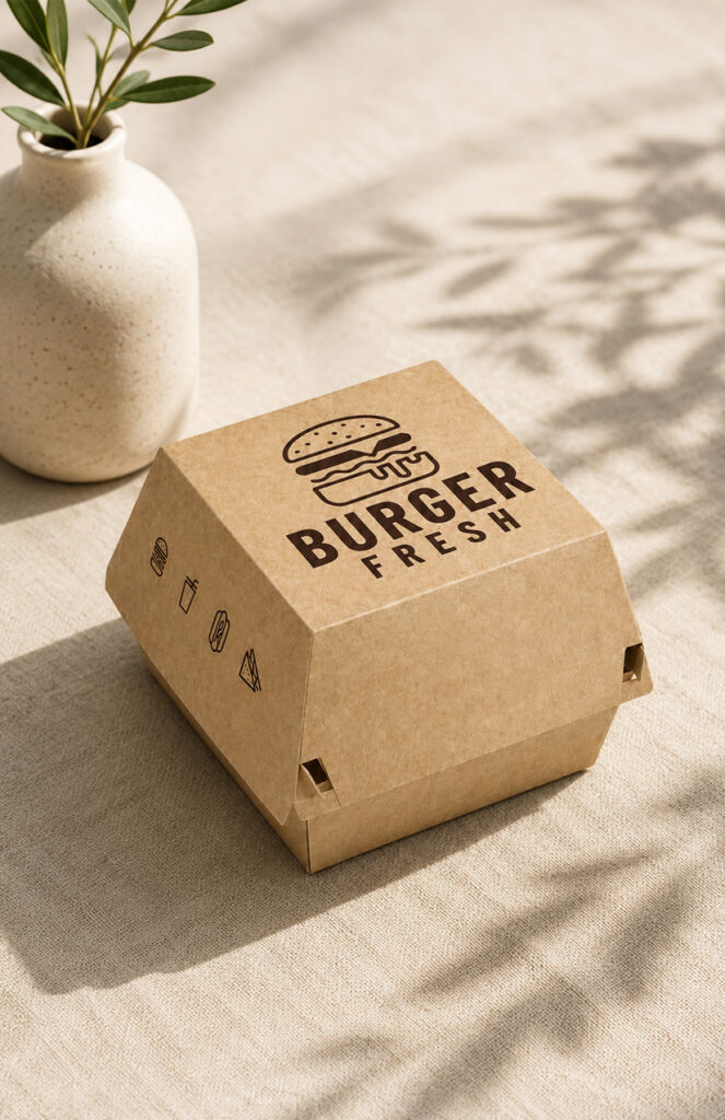 Hamburger meal box for restaurants and food trucks