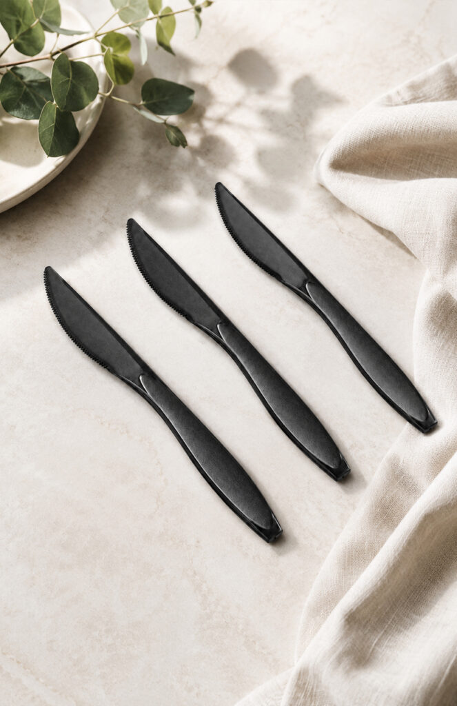 Heavy duty disposable knives for entree and takeout meals