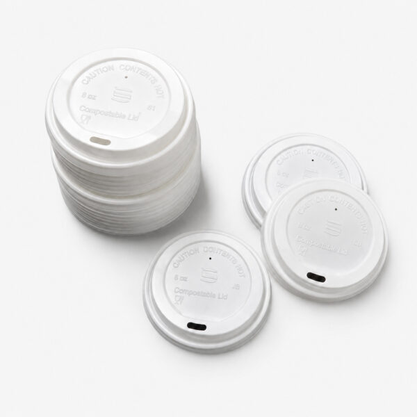 Hot Cup Lids in Compostable PLA with Sip-Through Options