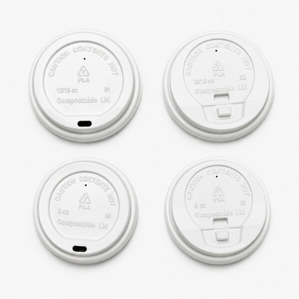 Hot Cup Lids in Compostable PLA with Sip-Through Options