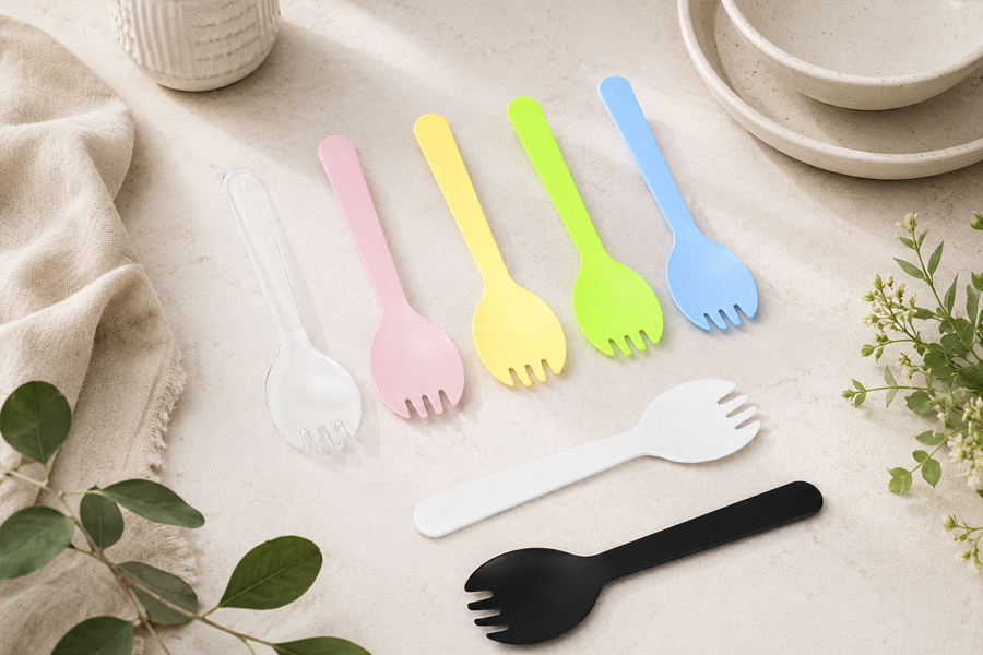 Hygienically wrapped sporks for distributor and operator accounts