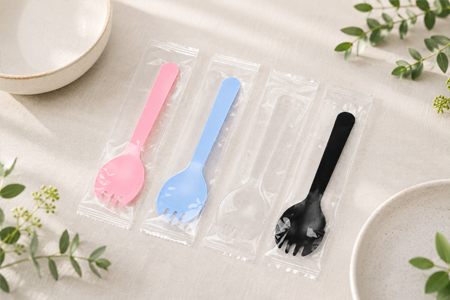 Hygienically wrapped sporks for distributor and operator accounts