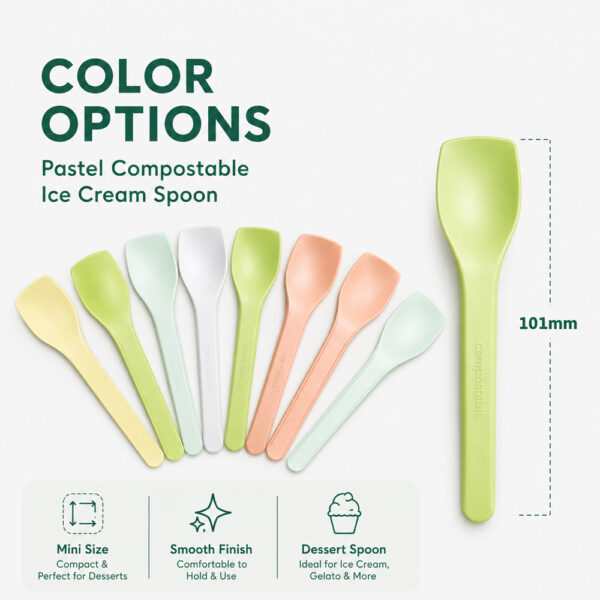 Ice Cream Spoon with Pastel Compostable Design for Gelato Ice Cream Spoon with Pastel Compostable Design for Gelato
