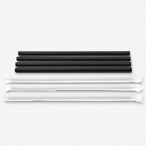 Individually Wrapped Black Plastic Straws 21cm x 6mm