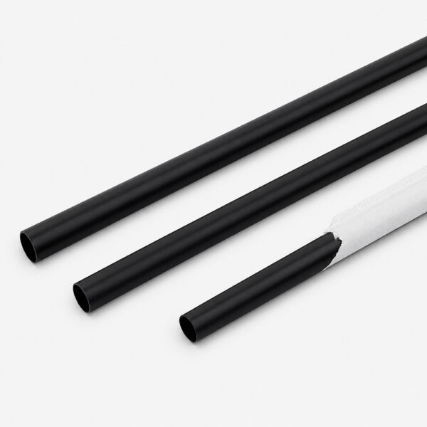 Individually Wrapped Black Plastic Straws 21cm x 6mm
