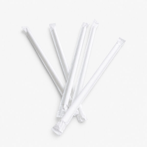 Individually Wrapped White Paper Straws for Drinks Individually Wrapped White Paper Straws for Drinks