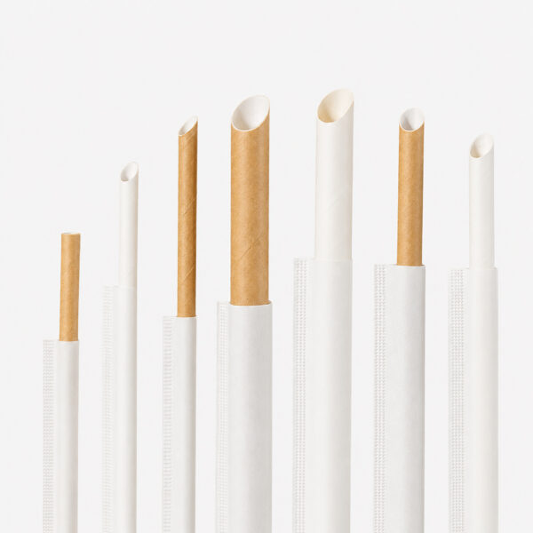 Individually Wrapped White and Kraft Paper Straws