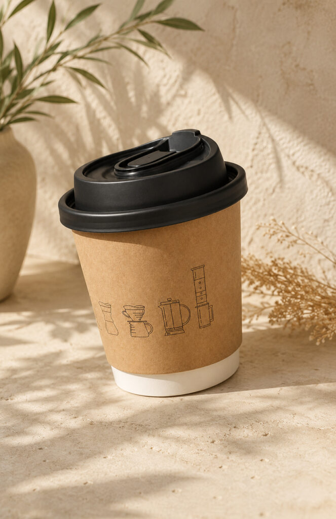 Insulated paper hot cups with sleeves for takeaway coffee