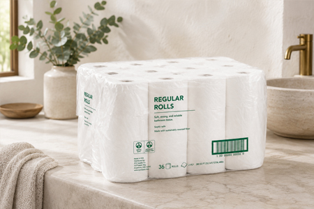 Jumbo toilet paper rolls for high-traffic commercial restrooms