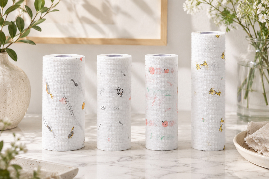 Kitchen paper towels prepared for private-label distribution