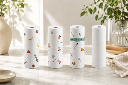 Kitchen paper towels prepared for private-label distribution