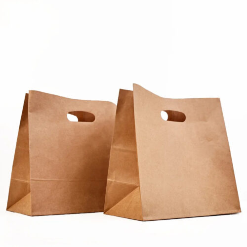 Kraft Paper Bag with Die-Cut Handle for Takeaway Kraft Paper Bag with Die-Cut Handle for Takeaway