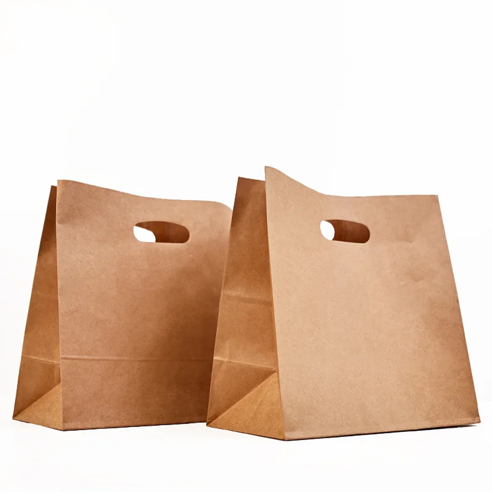 Kraft Paper Bag with Die-Cut Handle for Takeaway