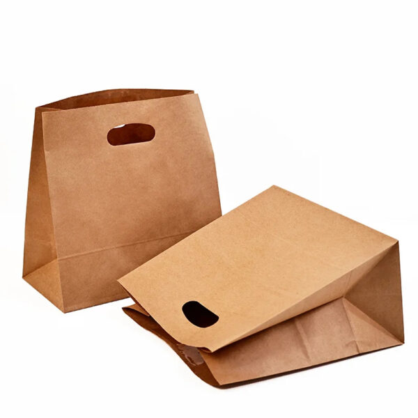 Kraft Paper Bag with Die-Cut Handle for Takeaway Kraft Paper Bag with Die-Cut Handle for Takeaway