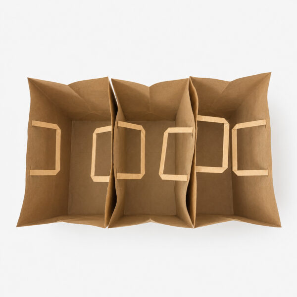 Kraft Paper Bag with Flat Handles for Takeaway