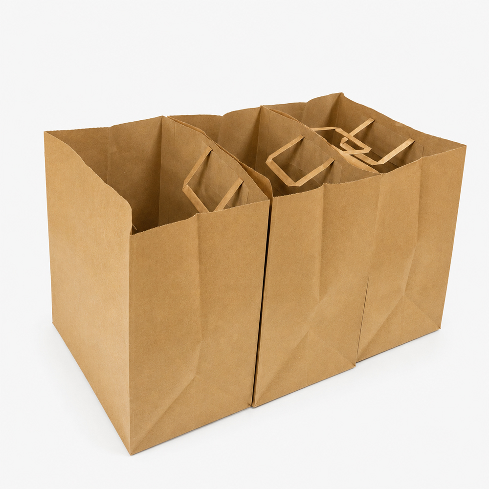 Kraft Paper Bag with Flat Handles for Takeaway