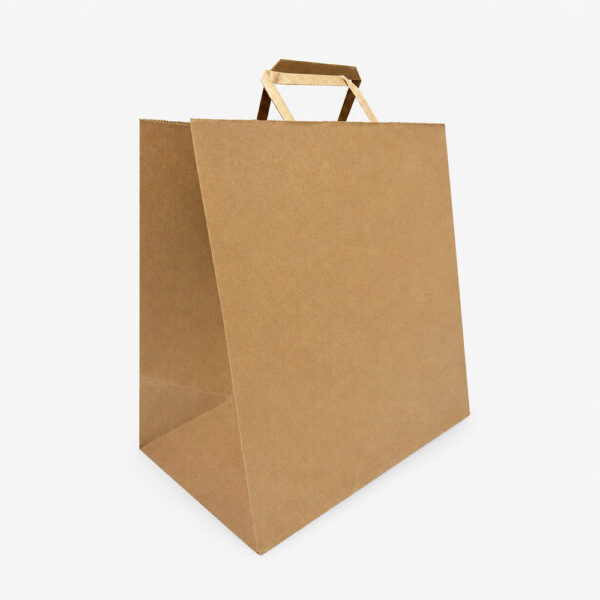 Kraft Paper Bag with Flat Handles for Takeaway
