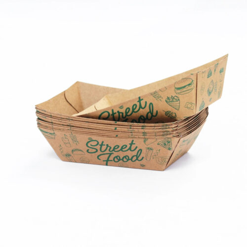 Kraft Paper Boat Tray for Hot Dogs and Snacks