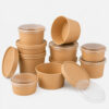 Kraft Paper Bowl with Clear Lid for Takeaway Meals Kraft Paper Bowl with Clear Lid for Takeaway Meals