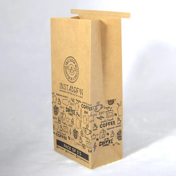 Kraft Paper Coffee Bag with Folded Top