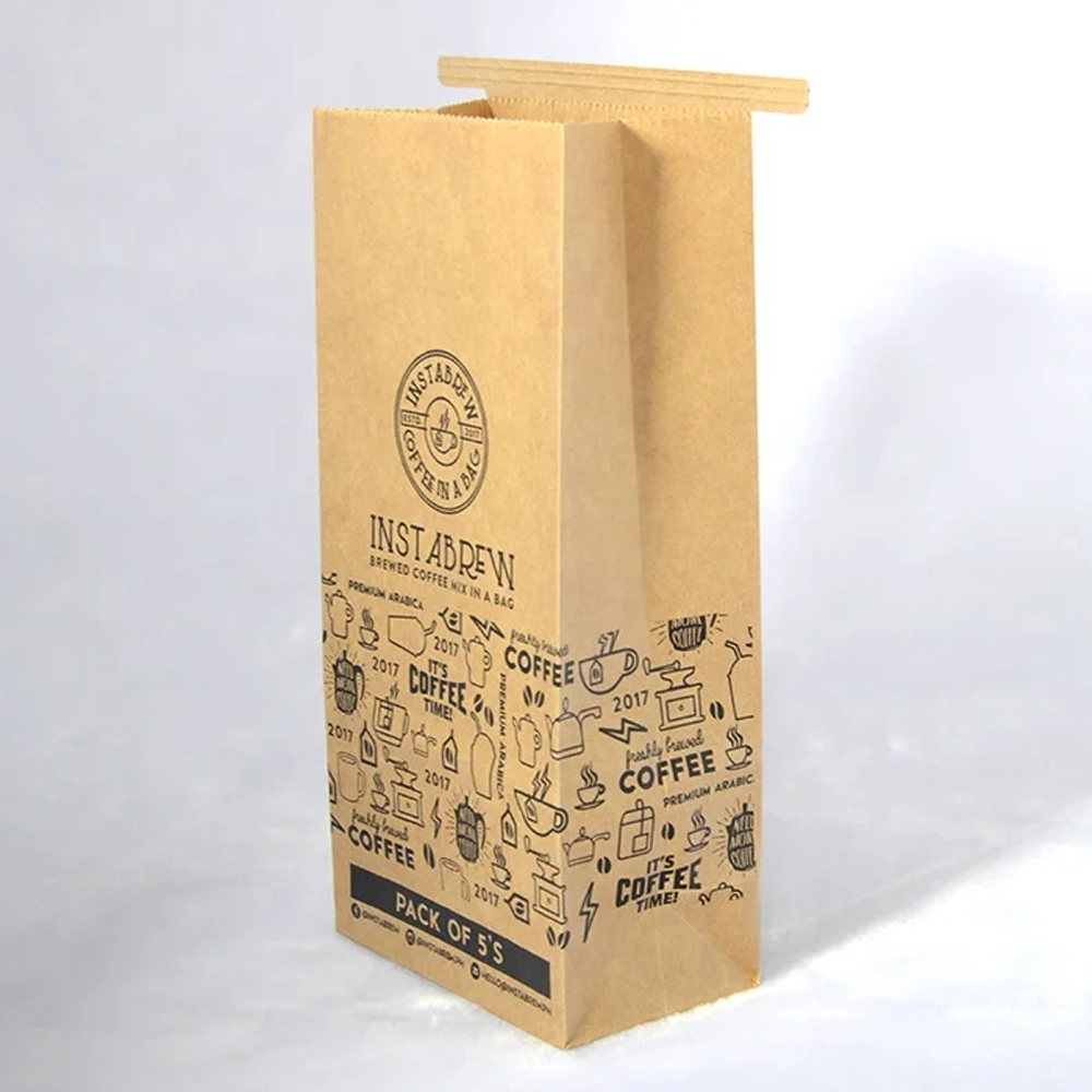 Kraft Paper Coffee Bag with Folded Top