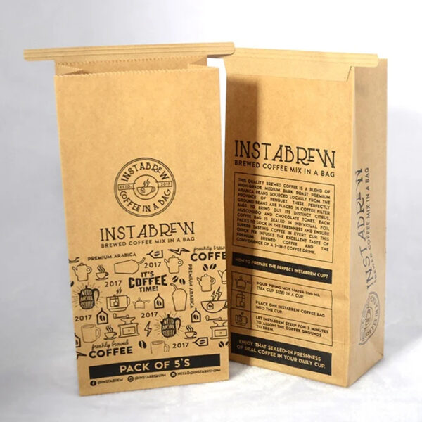 Kraft Paper Coffee Bag with Folded Top