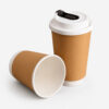 Kraft Paper Coffee Cup with Sip-Through Lid for Cafés Kraft Paper Coffee Cup with Sip-Through Lid for Cafés