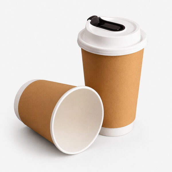 Kraft Paper Coffee Cup with Sip-Through Lid for Cafés Kraft Paper Coffee Cup with Sip-Through Lid for Cafés