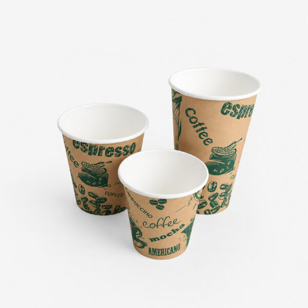 Kraft Paper Coffee Cups with Black Lids Kraft Paper Coffee Cups with Black Lids