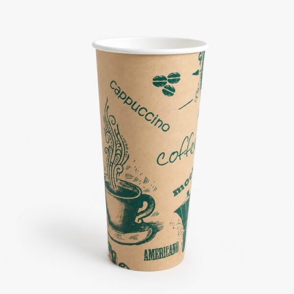 Kraft Paper Coffee Cups with Black Lids Kraft Paper Coffee Cups with Black Lids