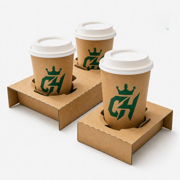 Kraft Paper Cup Carrier Tray for Takeaway Drinks Kraft Paper Cup Carrier Tray for Takeaway Drinks