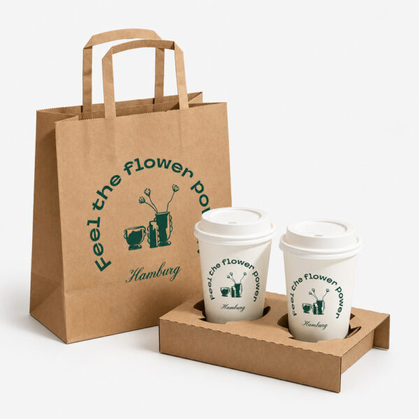 Kraft Paper Cup Carrier Tray for Takeaway Drinks Kraft Paper Cup Carrier Tray for Takeaway Drinks