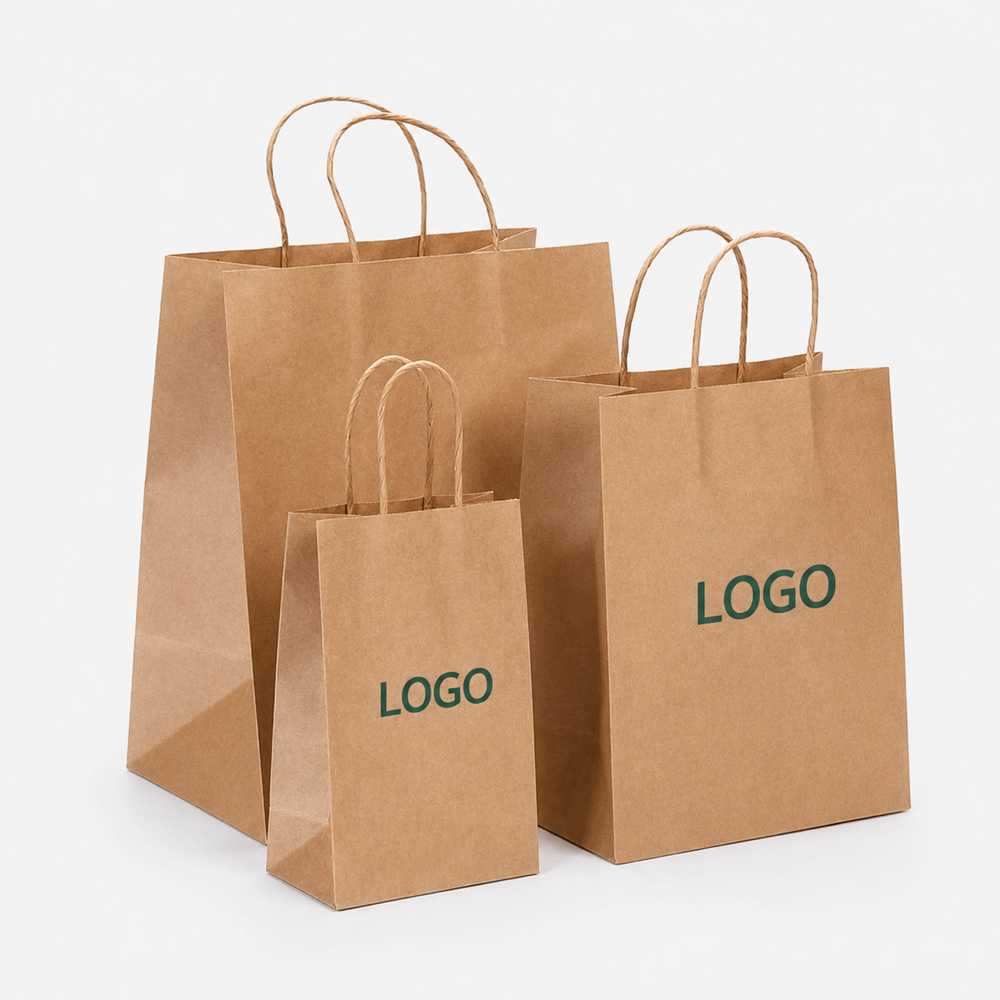 Kraft Paper Handle Bag for Takeaway Food Orders