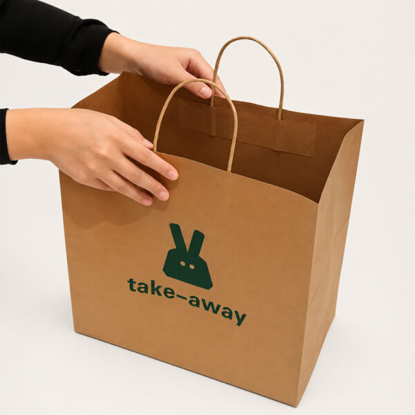 Kraft Paper Handle Bag for Takeaway Food Orders Kraft Paper Handle Bag for Takeaway Food Orders