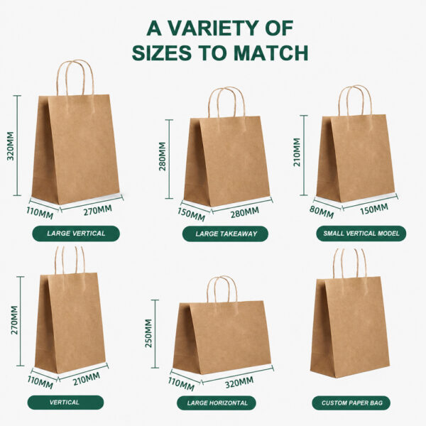Kraft Paper Handle Bag for Takeaway Food Orders Kraft Paper Handle Bag for Takeaway Food Orders