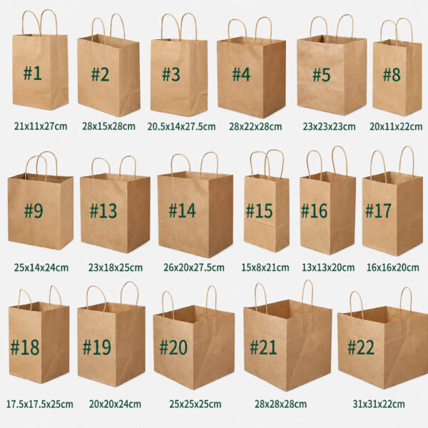 Kraft Paper Handle Bag for Takeaway Food Orders Kraft Paper Handle Bag for Takeaway Food Orders