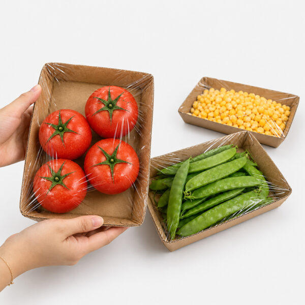 Kraft Paper Tray for Produce Overwrap Packaging
