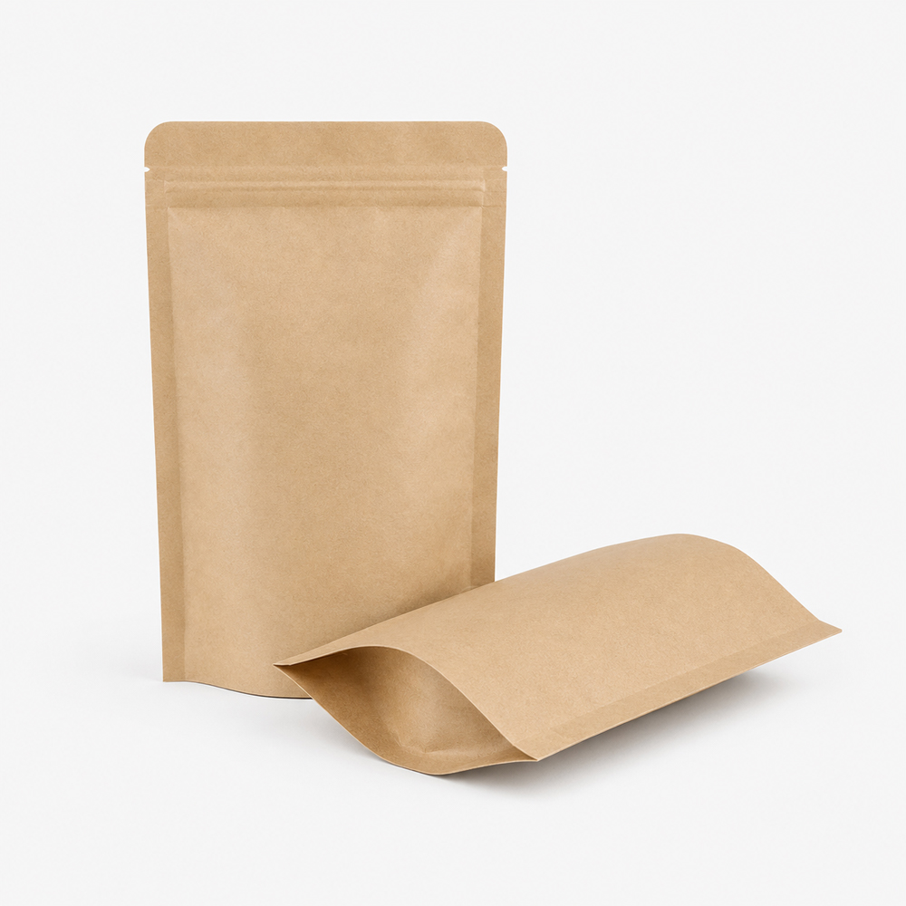 Kraft Stand Up Paper Pouch with Zipper Closure