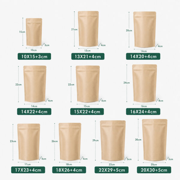 Kraft Stand Up Paper Pouch with Zipper Closure