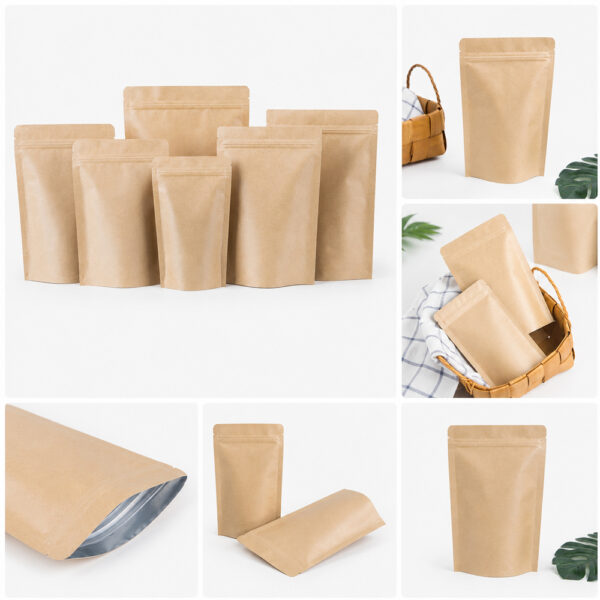 Kraft Stand Up Paper Pouch with Zipper Closure