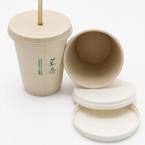 Kraft-Style Paper Cup with Flat Lid