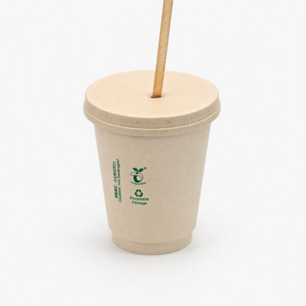 Kraft-Style Paper Cup with Flat Lid