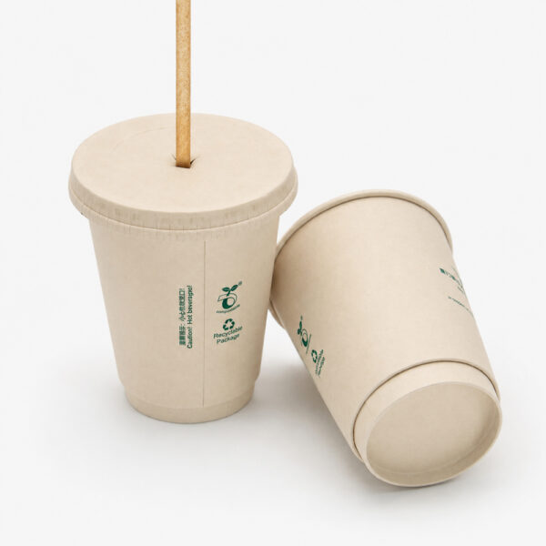 Kraft-Style Paper Cup with Flat Lid