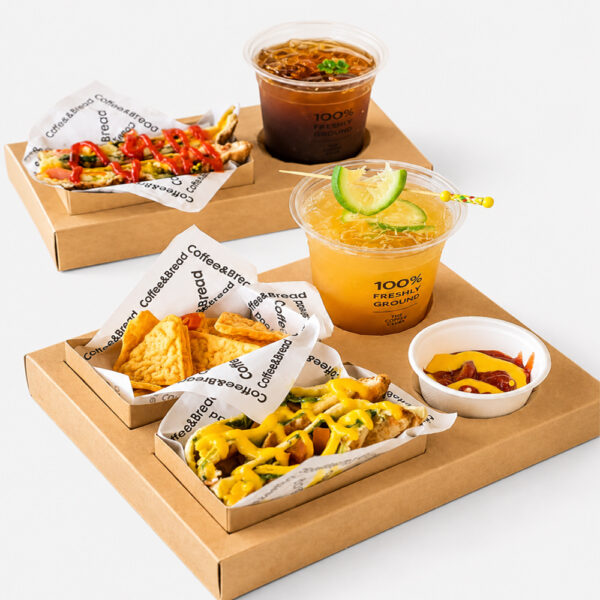 Kraft-Style Paper Snack Tray with Cup Holder Kraft-Style Paper Snack Tray with Cup Holder