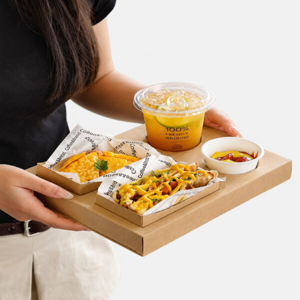 Kraft-Style Paper Snack Tray with Cup Holder Kraft-Style Paper Snack Tray with Cup Holder