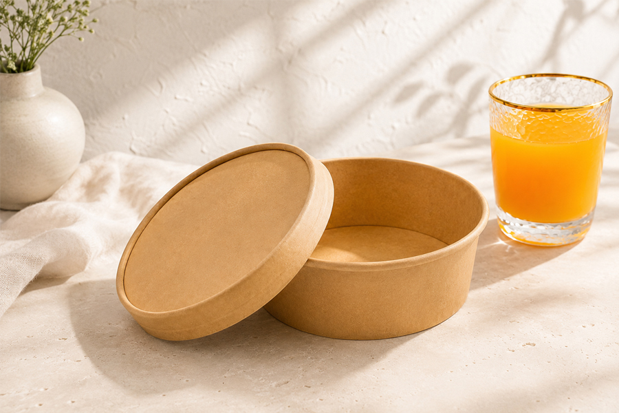 Kraft paper bowl range for salads, noodles, and rice dishes