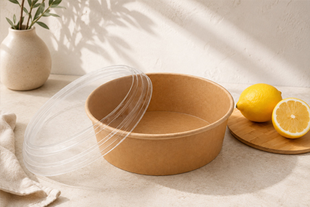 Kraft paper bowl range for salads, noodles, and rice dishes