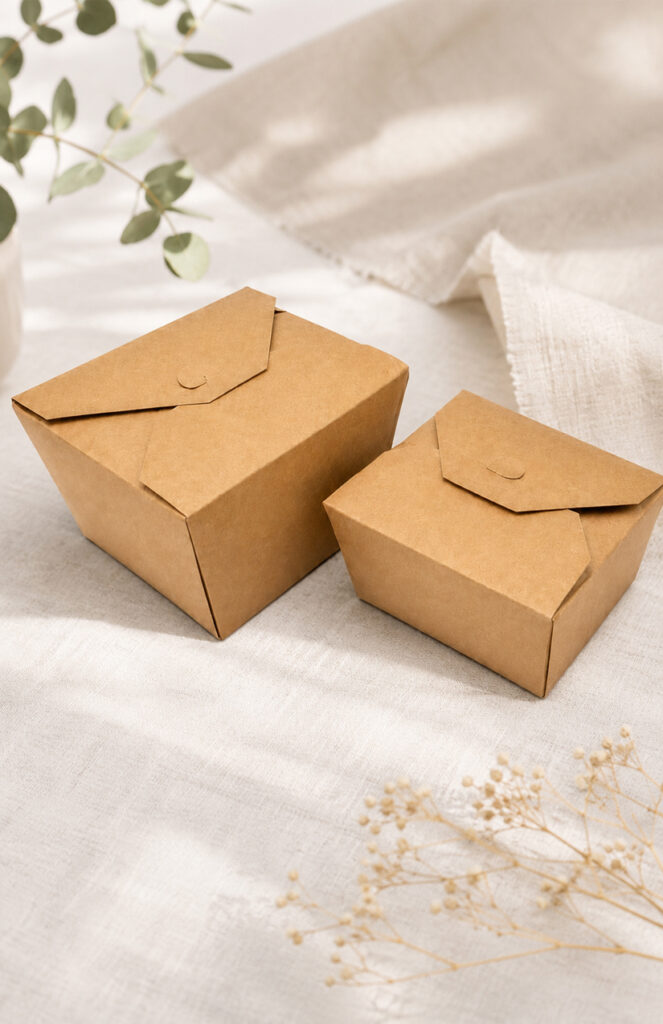 Kraft paper food boxes for restaurant takeout orders